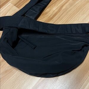 All Saints Half Moon Nylon Black Crossbody Bag